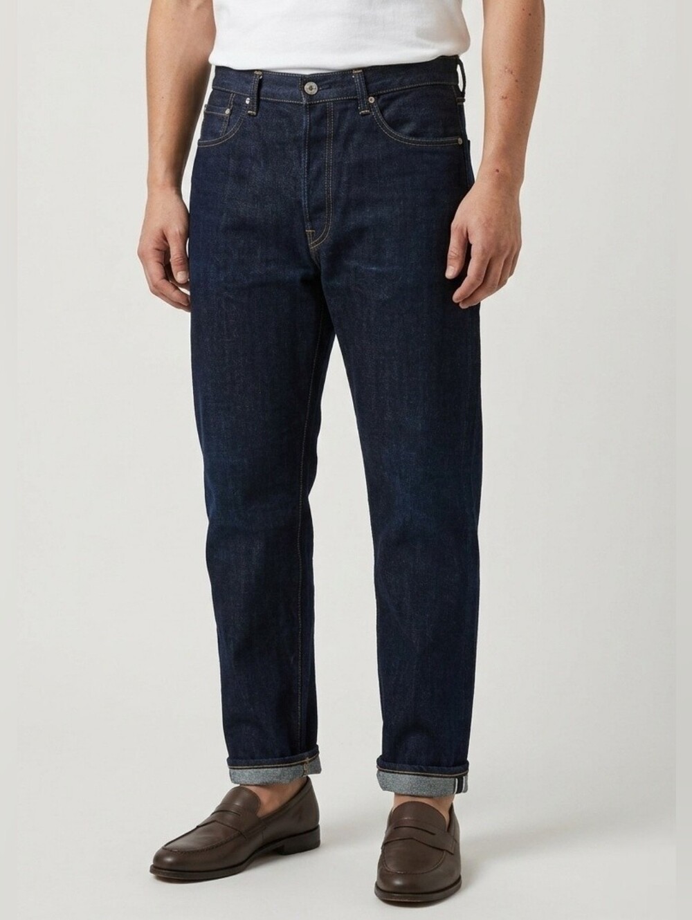 Edwin Made In Japan Loose Tapered Selvedge Jeans Dark Indigo Button Fly 33x30